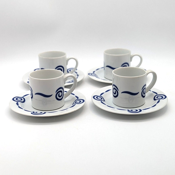 Crown Porcelain Other - Crown Porcelain Spira Espresso Cup and Saucer Set of Four